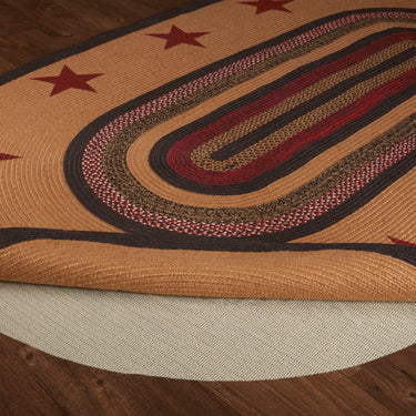 Landon Jute Braided Rug Oval Stencil Stars 5'x8' with Rug Pad VHC Brands - The Fox Decor
